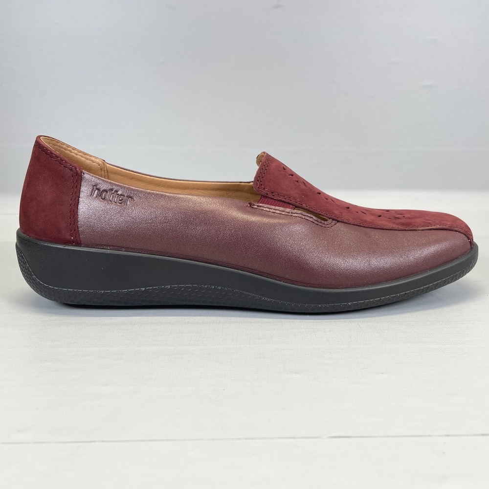 Hotter Calypso Shoes Womens Size 9 Red Leather Slip On Comfort Casual Loafers